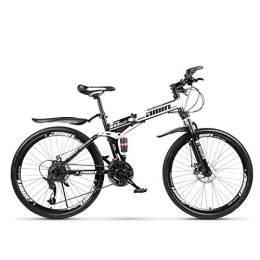 PXQ Bicicleta PXQ Adultos Bicicleta de montaña 21 / 24 / 27 / 30 velocidades Plegable Off-Road Bicicleta con Frenos de Disco Dual, 24 / 26 Pulgadas de Alto Carbono Suave Bicicleta de Cola, Black, D24Inch21S