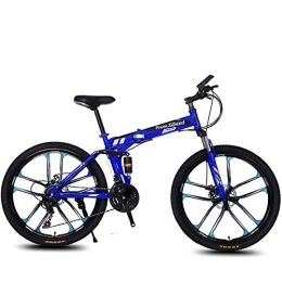 PXQ Plegables PXQ Adultos Plegable Bicicleta de montaña 21 / 24 / 27 velocidades Off-Road Bike 26 Pulgadas de aleación de magnesio Bicicletas con Amortiguador Delantero Tenedor y Freno de Disco, Blue1, 24S