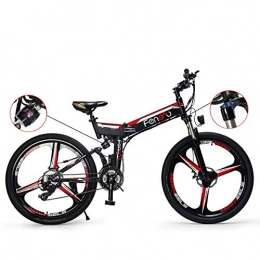 PXQ Bicicleta de montaña eléctrica Adulta 48V 250W batería de Litio Oculta Plegable E-Bike con Frenos de Disco Dual y Horquilla Amortiguador, Shimano 24 Speed Off-Road Bicicleta 26 Pulgadas