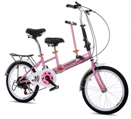 QAS Plegables QAS Bicicleta Padre-Hijo, Bicicleta Infantil Portátil, Bicicleta de Doble Velocidad Plegable, Rosado, 22 Pulgadas