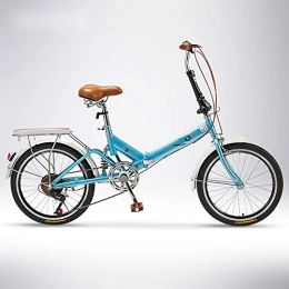 QIANG Bicicleta QIANG Bicicleta Plegable Adulto 20 Pulgadas 6 Velocidad Estudiante Bicicleta Bicicleta Coche Plegable, Blue