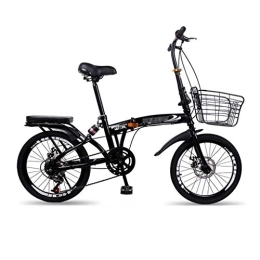 QWASZ Plegables QWASZ Bicicleta Plegable de 20 Pulgadas, Freno de Disco Doble de Velocidad Variable Bicicleta Plegable de Acero de Alto Carbono de 6 Velocidades y Ligera con Cesta para Llevar - 4 Colores