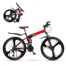 Rabbfay MTB Bicicleta Bicicleta de montaña Plegable 24/26" MTB Bicicleta con 10 Cortadores, Negro y Rojo, color 66 cm., tamaño 30speed