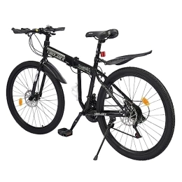 RainWeel Bicicleta RainWeel Bicicleta de montaña plegable de 26 pulgadas, 21 velocidades, altura del asiento de 31, 5 a 37, 4 pulgadas, frenos de disco delanteros y traseros ajustables, acero al carbono, negro y blanco