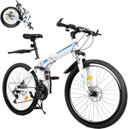 RainWeel Plegables RainWeel Bicicleta plegable de 26 pulgadas, bicicleta de montaña para adultos, bicicleta plegable de 21 velocidades, doble freno de disco, bicicleta plegable, asiento ajustable de 31, 5 a 37, 2 pulgadas