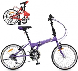 RENXR Bicicleta RENXR Plegable Unisex De Bicicletas, 21-Zoom Speed 20-Inchcommuter Ligero Bicicleta Plegable Absorción De Impacto / Adulto / Estudiante / Bicicleta De Automóvil De La Mujer, Púrpura