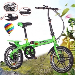 Rong Bicicleta Rong-- Bicicleta Plegable Porttil Mini Bicicleta Ligera para Exteriores con Diseo De Doble Freno Alto Rendimiento Y Seguridad Fcil De Viajar Unisex 16Inch, Verde