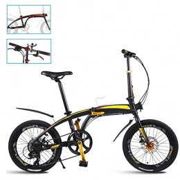 Rong Bicicleta Rong-- Mini Bicicleta Plegable Al Aire Libre para Adultos Bicicleta Plegable Larga Vida til Adecuados para Centros Comerciales De Metro, Etc 20 Pulgadas, Amarillo