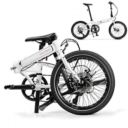 ROYWY Plegables ROYWY MTB Bicicleta de Montaña Plegable, 20 Pulgadas Bicicleta para Adulto, 8 Velocidades Velocidad Variable Bici Juvenil, Doble Freno Disco / Blanco