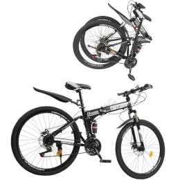 Salmeee Bicicleta Salmeee Bicicleta de montaña plegable de 26 pulgadas, para mujeres y hombres, 21 velocidades, para adultos, jóvenes, bicicleta de montaña, frenos de disco de acero al carbono, frenos de disco