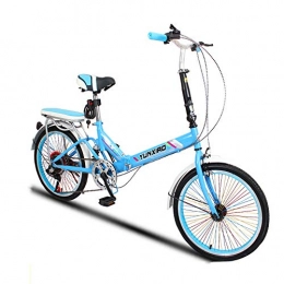 Saturey Bicicleta Saturey Bicicleta Ligera Plegable de 20 Pulgadas, Bicicleta Plegable de Bucle y Soporte de pie con una transmisin de 6 velocidades, Mujeres Adultas Hombres, Bicicleta hbrida, Blue