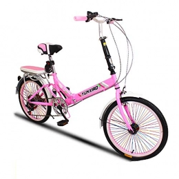 Saturey Plegables Saturey Bicicleta Ligera Plegable de 20 Pulgadas, Bicicleta Plegable de Bucle y Soporte de pie con una transmisión de 6 velocidades, Mujeres Adultas Hombres, Bicicleta híbrida, Pink