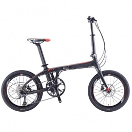 SAVADECK Plegables SAVADECK Z1 Bicicleta Plegable de Carbono, 20 Pulgadas Bicicleta Plegable con Sistema de Cambio Shimano Sora de 9 velocidades y Freno de Disco Doble Bicicleta de Ciudad portátil pequeña(Naranja Negro)