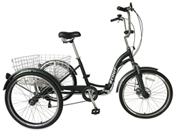 Scout Bicicleta SCOUT Triciclo para adultos, triciclo plegable, ruedas de 24 pulgadas, engranajes Shimano de 6 velocidades, frenos de disco delanteros y traseros, triciclo (verde mate)