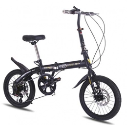 SHIN Bicicleta SHIN 16 Pulgadas Plegable De Aluminio Bicicleta De Paseo Mujer Bici Plegable Adulto Ligera Unisex Folding Bike Manillar Y Sillin Confort Ajustables, 6 Velocidad, Capacidad 75kg / Negro