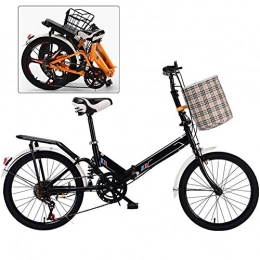 SHIN Plegables SHIN Bicicleta Plegable, 20 Pulgadas Bicicleta Juvenil, 7 Velocidades Bicicleta Infantil, Bici para Niños y Niñas, Montar al Aire Libre / Negro / A