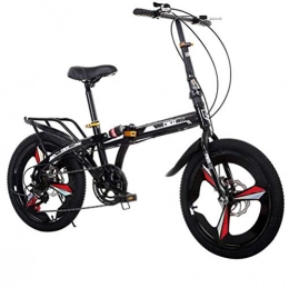 SHIN Plegables SHIN Bicicleta Plegable De 20 Pulgadas De Aluminio para Unisex Adultos, Niños, Viaje Urban Bici Ajustables Manillar Y Confort Sillin, Folding Pedales, Capacidad 140kg / Negro
