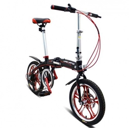 SHIN Bicicleta SHIN Bicicleta Plegable Unisex Adulto Aluminio Urban Bici Ligera Estudiante Folding City Bike con Rueda De 16 Pulgadas, Manillar Y Sillin Confort Ajustables, 6 Velocidad, Capacidad 110kg / Black