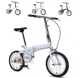 SHIN Plegables SHIN Bicicleta Plegable Unisex Adulto Aluminio Urban Bici Ligera Estudiante Folding City Bike con Rueda De 16 Pulgadas, Manillar Y Sillin Confort Ajustables, Velocidad única, Capacidad 110kg / BLU