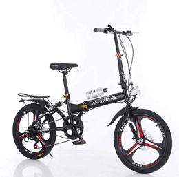 SHIN Bicicleta SHIN Bicicleta Plegable Unisex Adulto Aluminio Urban Bici Ligera Estudiante Folding City Bike con Rueda De 20 Pulgadas, Manillar Y Sillin Confort Ajustables, 6 Velocidad, Capacidad 140kg / Black