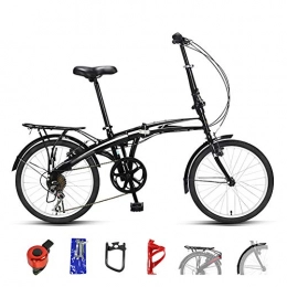 SHIN Plegables SHIN MTB Bici para Adulto, 20 Pulgadas Bicicleta de Montaña Plegable, 7 Velocidades Velocidad Variable Bici, Bicicleta de Montaña Unisex / Black White