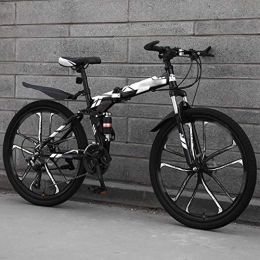 SHIN Plegables SHIN MTB Bici para Adulto, 26 Pulgadas Bicicleta de Montaña Plegable, 27 Velocidades Bicicleta Juvenil, Doble Freno Disco y Doble Suspensión / Negro