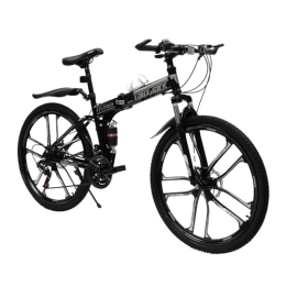 SHZICMY Plegables SHZICMY Bicicleta de montaña plegable de 26 pulgadas con marco de doble absorción de impactos: frenos de disco, bicicletas con suspensión completa, perfectas para hombres y mujeres