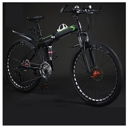 SLDMJFSZ Bicicleta SLDMJFSZ Bicicleta Plegable de 24 Pulgadas, Bicicleta Plegable de 21 / 24 / 27 / 30 velocidades, Bicicleta de Ciudad compacta, Freno de Doble V, Acero al Carbono, Altura Ajustable, Black Green, 30speed
