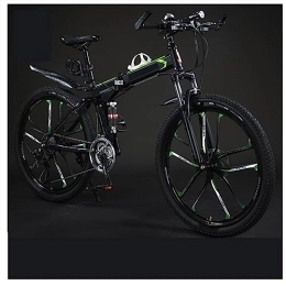 SLDMJFSZ Plegables SLDMJFSZ Bicicleta Plegable de 24 Pulgadas para Adultos, Bicicleta Plegable con Freno de Disco para Hombres, Mujeres y Adolescentes, Bicicleta Plegable para Exteriores, Black Green, 21speed
