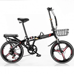 Summerome Bicicleta Summerome 20 Pulgadas Plegable for Bicicleta, Doble con Amortiguador de, (6 Velocidad) (Color : Black)
