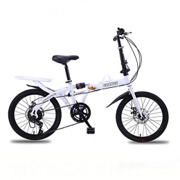 SZKP Plegables SZKP0708 Bicicleta Plegable De 16 A 20 Pulgadas, Velocidad Variable, Portátil, Doble Disco, Ligera, Plegable, para Adultos Y Niños (Color : White, Size : 20 Inches)