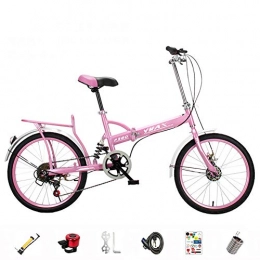 SZKP Bicicleta SZKP0708 Bicicleta Plegable para Hombre Y Mujer, Bicicletas De MTB para Adultos, Bicicleta De Montaña Plegable De 20 Pulgadas, Bicicleta De Velocidad Variable De 6 Velocidades (Color : Pink)