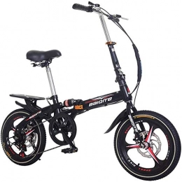 SZKP Bicicleta SZKP0708 Bicicleta Portátil para Pequeños Estudiantes, Mini Bicicleta Plegable Ligera De 20 Pulgadas, Bicicleta Plegable De Freno De Disco Unisex Bicicleta Plegable (Color : Black)