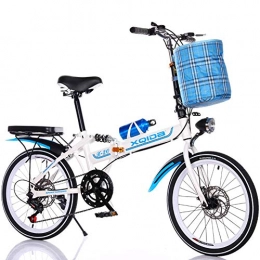 SZKP Bicicleta SZKP0708 Coche Plegable, Coche De Cambio De Velocidad, Bicicleta Plegable De 20 Pulgadas con Freno De Disco para Hombres Y Mujeres Bicicleta Portátil Ultraligera (Color : Blue)