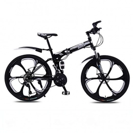 SZKP Bicicleta SZKP0708 Freno De Disco Doble De 27 Velocidades con Suspensión Completa Antideslizante, Bicicletas Plegables De Bicicleta De Montaña, Bicicletas De Carreras De Velocidad Todoterreno (Color : Black)