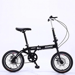 SZKP Plegables SZKP0708 Mini Bicicleta Plegable De 16 Pulgadas, Bicicleta Hombre Adulto Mujer Luz Ciudad; Plegable, Elaio De Una Velocidad En Acero Al Carbono (Color : Black)