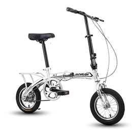 TAURU Plegables TAURU Bicicleta de carretera plegable de 12 pulgadas, de acero al carbono, portátil, para estudiantes, bicicleta de ciudad, freno en V dual / marco duro (plateado)