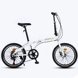 TAURU Plegables TAURU Bicicleta de carretera plegable de 20 pulgadas, bicicleta de ciudad de velocidad variable, marco duro, freno de disco dual (blanco)