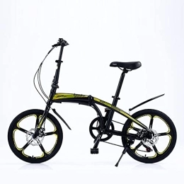 TAURU Bicicleta TAURU Bicicleta de ciudad plegable de aleación ligera de 20 pulgadas, para hombres, mujeres y adolescentes, bicicleta de carretera universal, marco duro / freno de disco dual (verde)