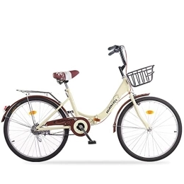 TAURU Plegables TAURU Bicicleta plegable de 22 / 24 pulgadas para mujer, pedal de luz portátil, bicicleta de acero al carbono para adultos (22 pulgadas, beige)