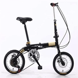 TAURU Bicicleta TAURU Bicicleta plegable portátil de 14 pulgadas para adultos, ultraligera, velocidad variable, freno de disco doble / marco duro de acero al carbono (negro2)