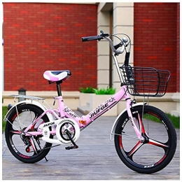 TBNB Bicicleta TBNB Bicicleta Plegable portátil de 20 Pulgadas, Bicicleta de Cola Suave con suspensión de 6 velocidades para niños y niñas, Bicicleta de Carretera Urbana Plegable para Adultos (Rosa)