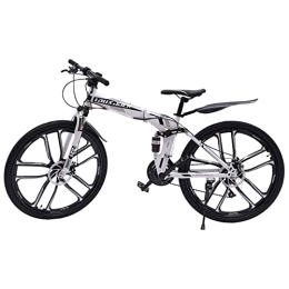 TESUGN Plegables TESUGN Bicicleta de montaña para adultos, 26 pulgadas, 21 velocidades, plegable, bicicleta para adultos, doble freno en V, altura ajustable, bicicleta plegable de camping, color negro