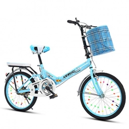 Ti-Fa Mini Bicicletas Plegables Bicicleta Plegable portátil para Estudiantes Bicicleta Plegable de Velocidad Ligera Bicicleta amortiguadora, absorción de Impactos (Azul, 20 Pulgadas)
