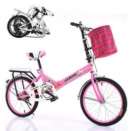 TopBlïng Bicicleta TopBlïng Ligero Folding Bike con Una Canasta Frenos De Disco Pulgadas Rueda, Mujeres Hombres Unisex Bicicleta De Ciudad, Adulto Bicicleta Plegable Marco De Aluminio-Rosa 16 Pulgadas