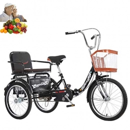 AI CHEN Plegables Tricycle Adulto 20 Pulgadas Plegable Bicicleta de 3 Ruedas con Asiento Trasero + Cesta Mono Cadena de Edad de la Movilidad de Ancianos Triciclo para los Padres Capacidad de Carga de Regalo 200kg