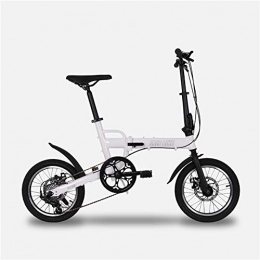 W&TT Bicicleta TTW 16 Pulgadas Plegable Bicicleta para Adultos y niño importación Shimano 6 Velocidad aleación de Aluminio Marco Ciudad de cercanías Bicicleta con Doble Freno de Disco, Blanco, 16 Inch