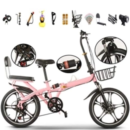 TYXTYX Bicicleta TYXTYX Bicicleta Plegable, 6 velocidades, neumáticos 20", Fácil de Transportar, Vintage, con Cesta, Adulto, Unisex