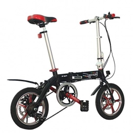 TYXTYX Plegables TYXTYX Bicicleta Plegable de Aluminio de 14 Pulgadas, Cambio de 6 Velocidades con Pin Libre para Exterior, Sillin Confort, Unisex Adulto, Negro