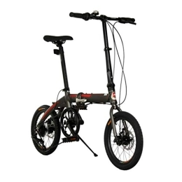 TYXTYX Plegables TYXTYX Bicicleta Plegable de Aluminio de 16 Pulgadas, 7 velocidades, Marco de Aluminio, Velocidad de Plegado para Hombres y Mujeres, Color Negro, Unisex Adulto